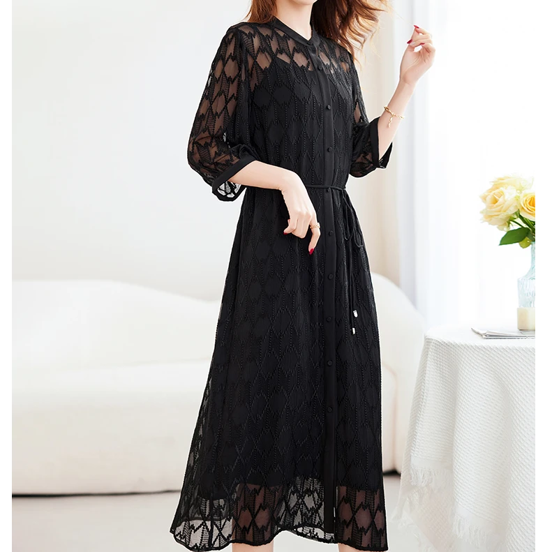 水墨佳人桑蚕丝真丝气质女装连衣裙82599558