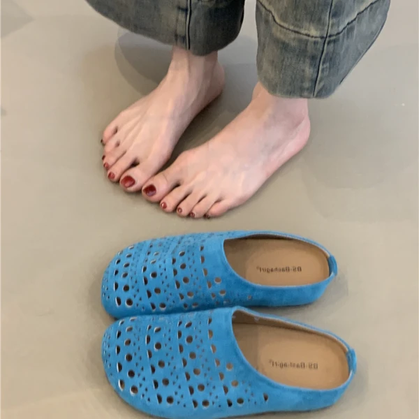 BS-367-18晚晚风磨砂时尚镂空包头勃肯鞋春夏外穿丑萌厚底半拖鞋