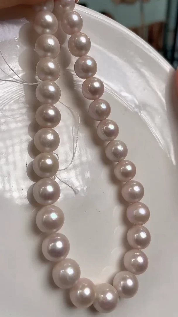 项链未镶嵌淡水珍珠590  9-11mm白透粉