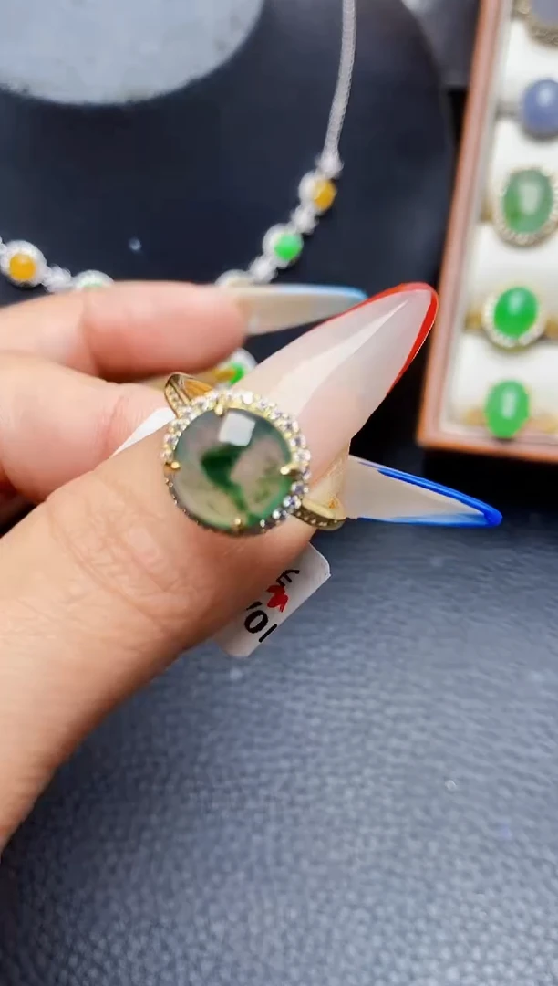 银S925镶嵌戒指翡翠3337