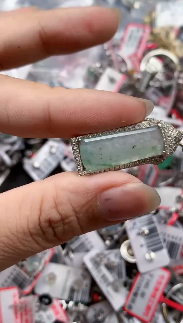 银S925镶嵌戒指翡翠天然A货缅甸翡翠