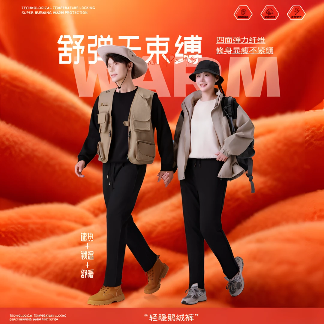 加厚版90白鹅绒+羊毛填充防寒防风石墨烯护腰五防冲锋鹅绒裤2999