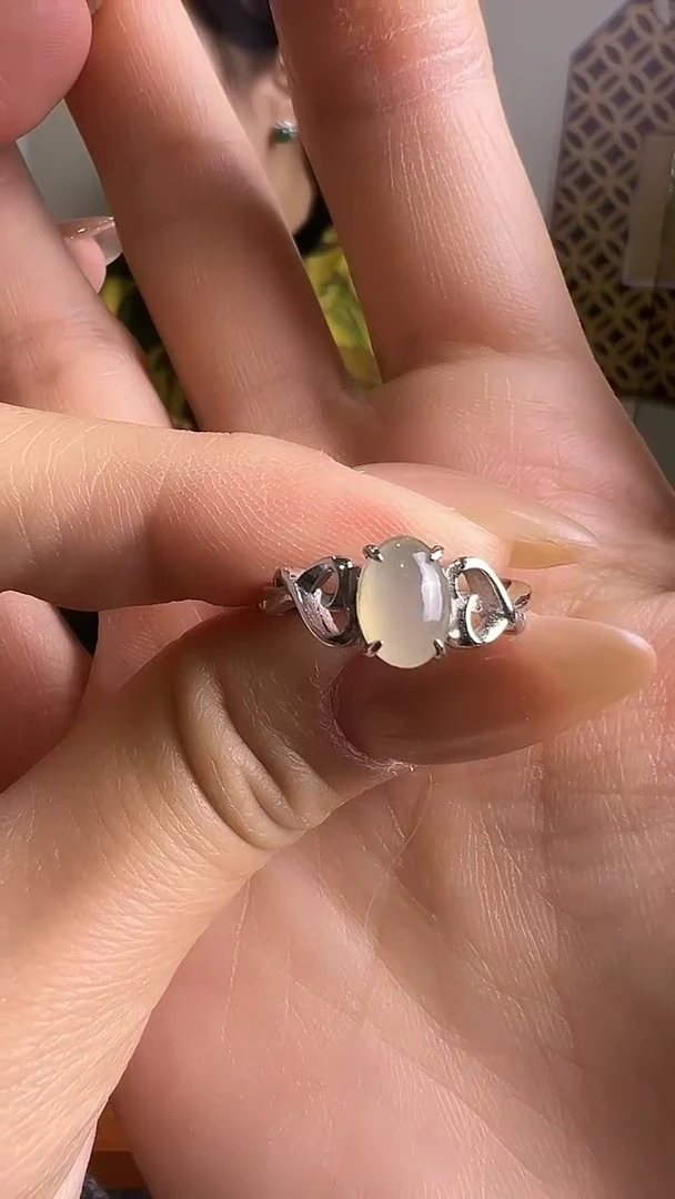 银S925镶嵌戒指翡翠爱心