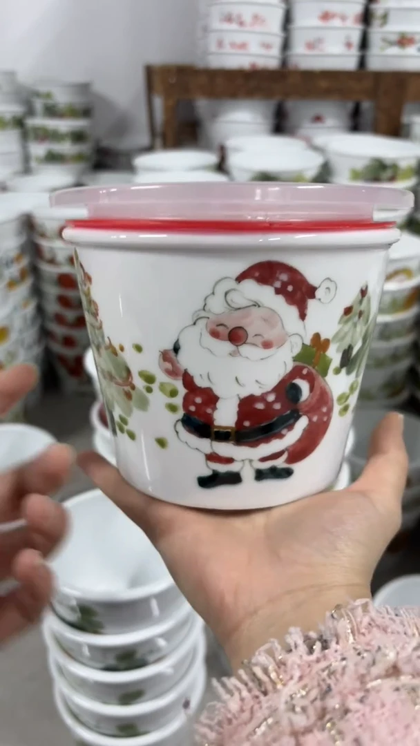 景德镇高温陶瓷食品级手绘釉中彩-泡面桶