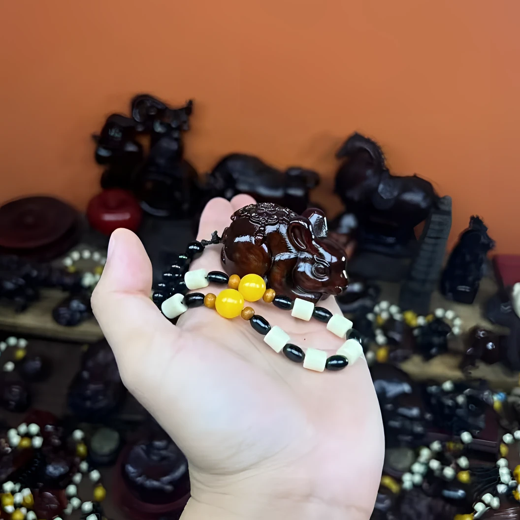 紫檀木【十二年生肖全套系列】手把件实木雕刻摆件挂件文玩手把件