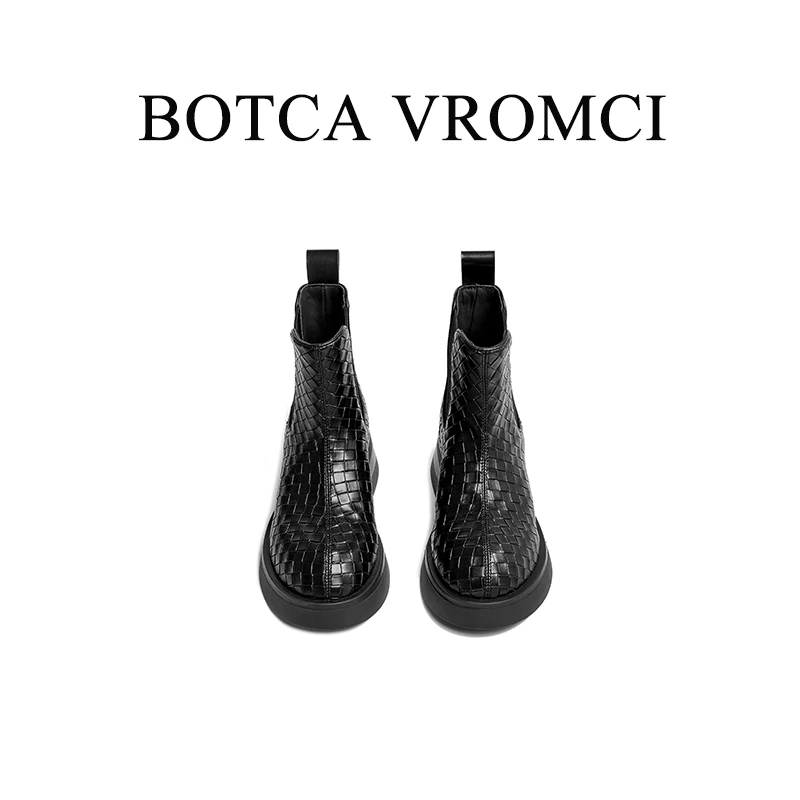 BOTCAVROMCI2025潮流圆头英伦风粗跟秋冬秋冬女靴百搭靴子1201-9
