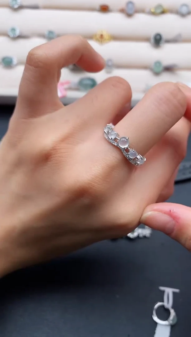 银S925镶嵌戒指翡翠666666+8