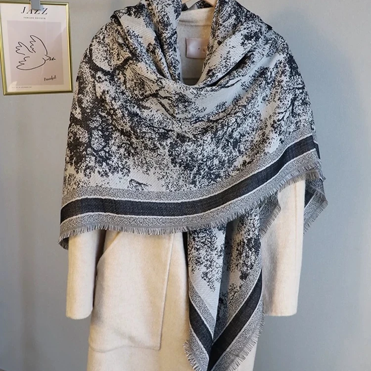 蔓雅【速写丛林1】130丝毛女士围巾新款时尚高级优雅百搭气质复古