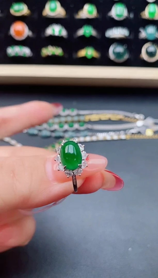 【闪购商品】翡翠戒指银S925镶嵌508005