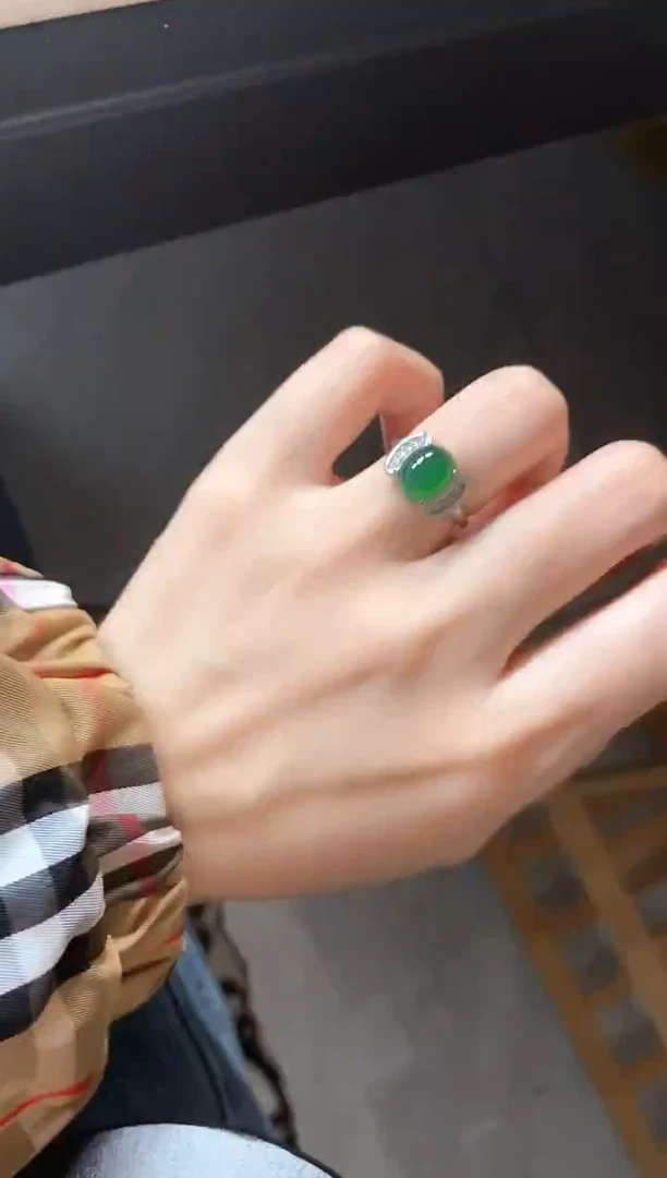银S925镶嵌戒指翡翠51511