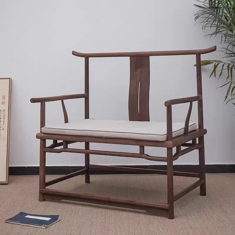 新中式老榆木大婵椅休闲一体舒适圈椅围椅家用禅意茶椅休闲椅背椅