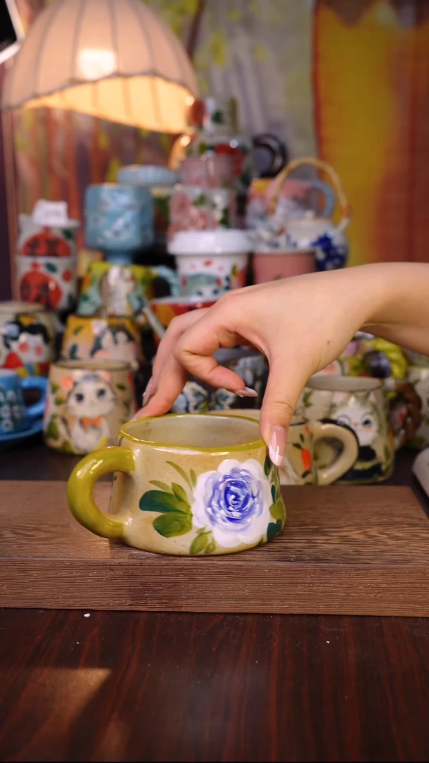杯子陶泥垚手作 景德镇手工手绘陶瓷器物