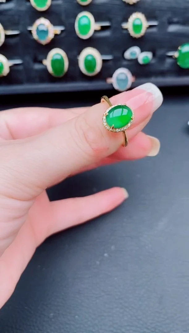 翡翠戒指银S925镶嵌天然a货翡翠234