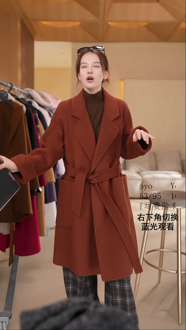 韩系时尚孤品山羊绒大衣M码115-130斤