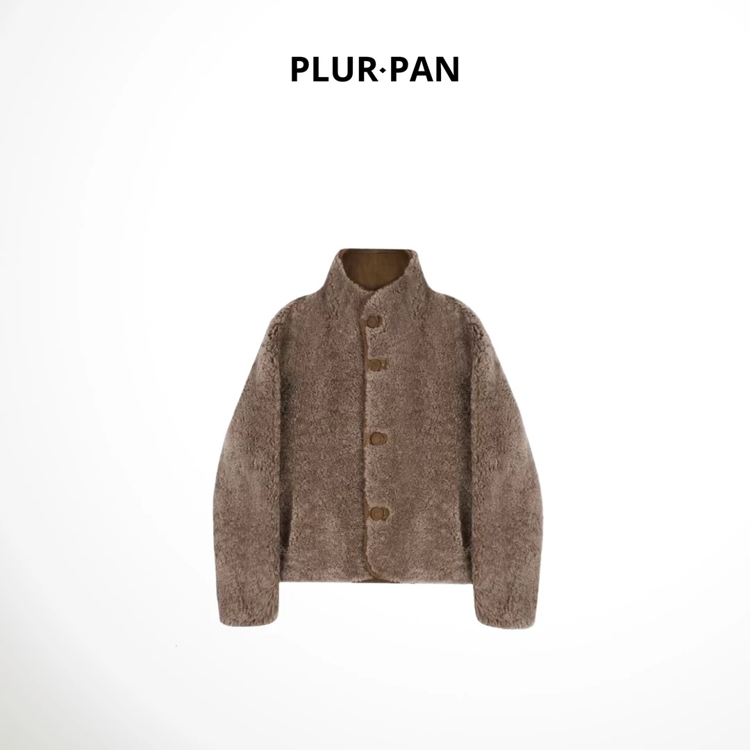 PLUR·PAN【沙丘魅影】 新款秋冬反绒面两面穿立领羊毛外套