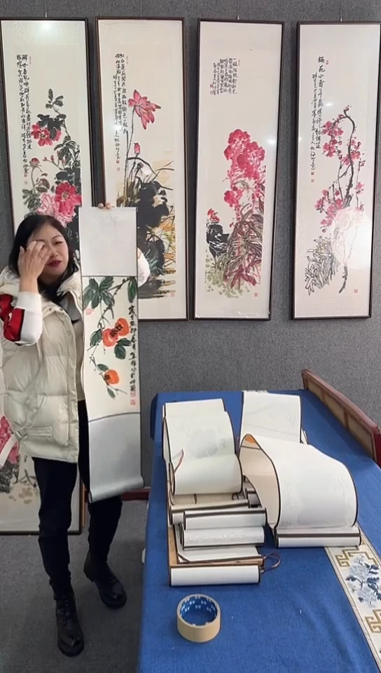 国画20*100柿子卷轴
