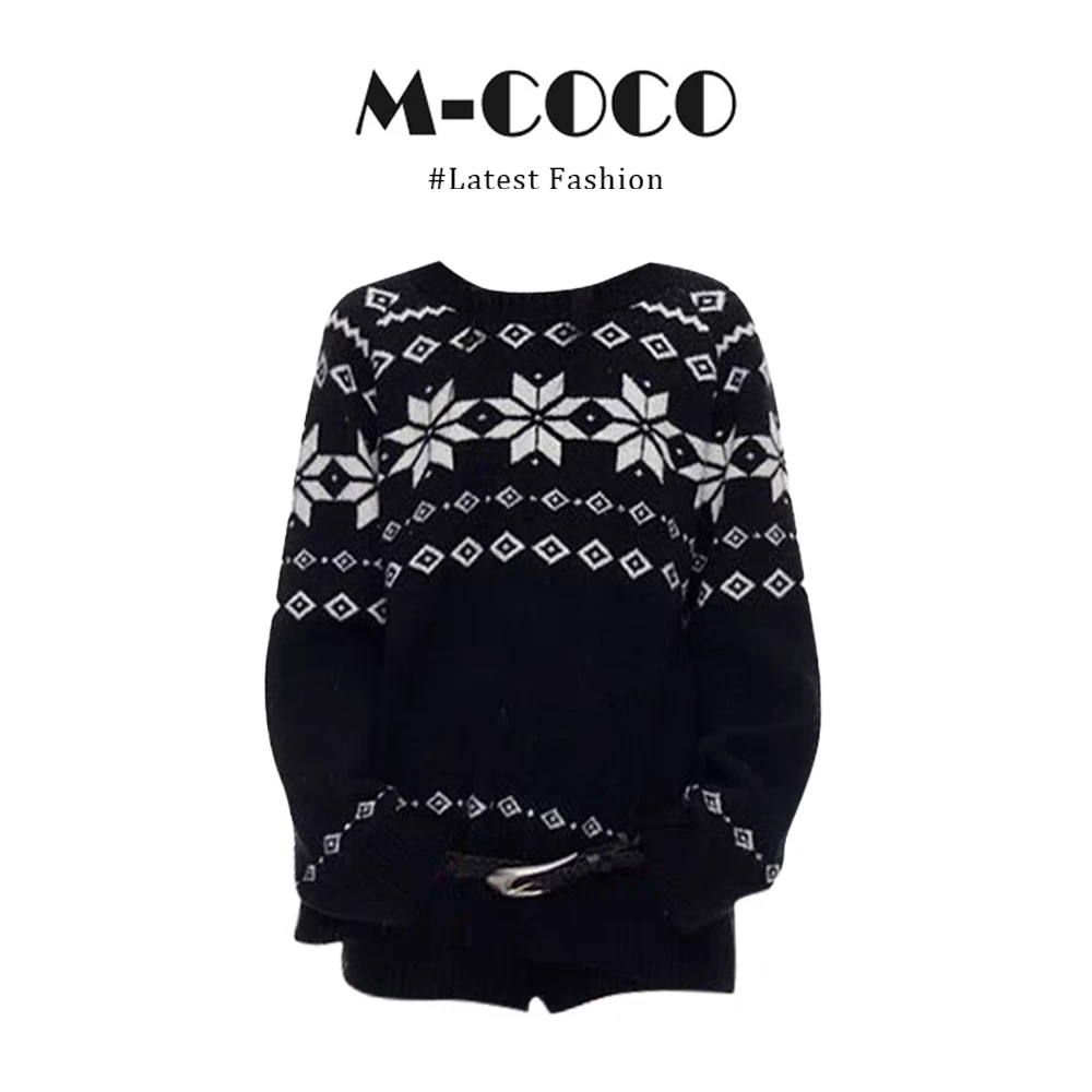 MARIE.COCO秋冬新款费尔岛老钱风高领毛衣针织衫高腰休闲裤女套装