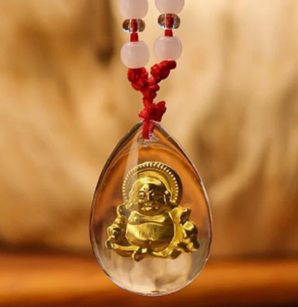 精美古法传承金色弥勒佛仿水晶古法工艺