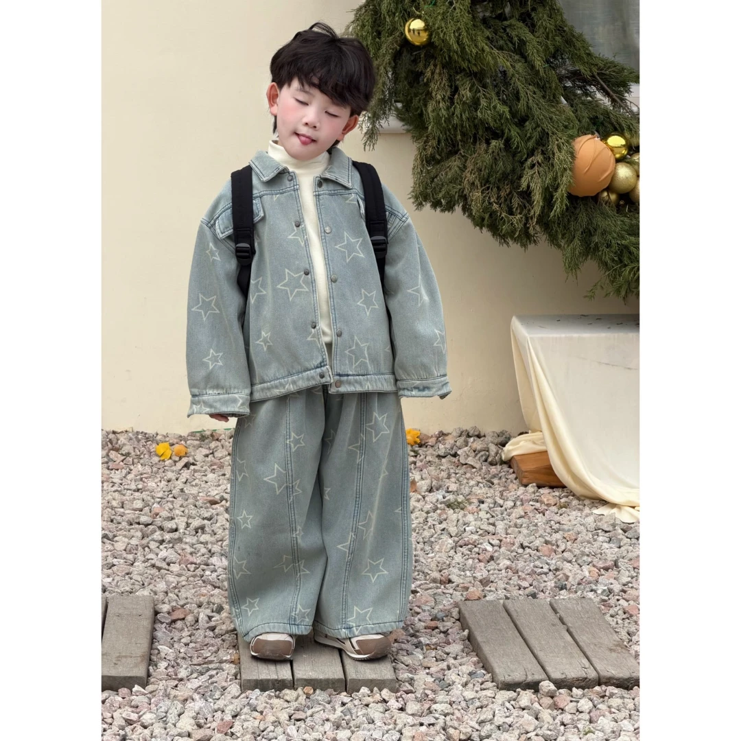 K.baby【新年·街头】可盐可甜星星牛仔套装 冬季新款儿童韩版 9550