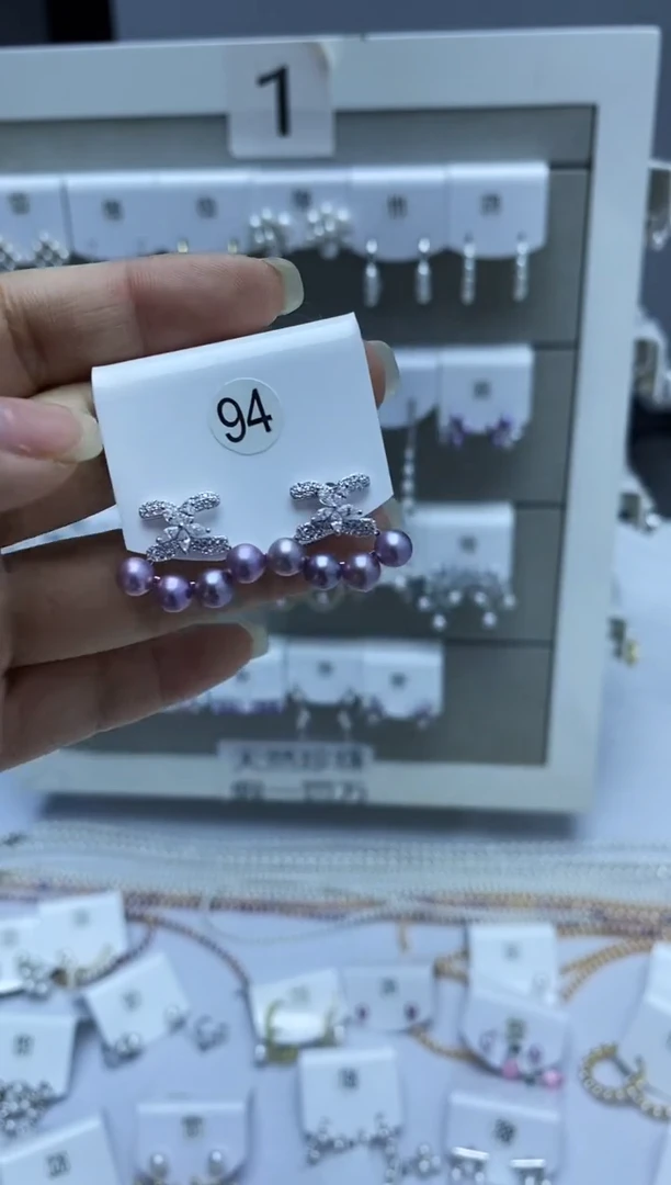 银S925镶嵌耳饰淡水珍珠84