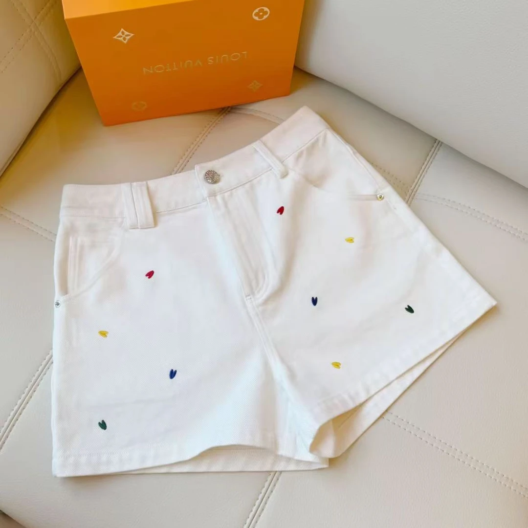 Nana设计（好多心短裤）夏季休闲刺绣高腰透气短裤家居裤舒适女裤