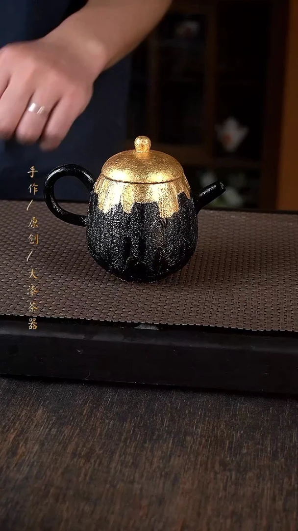 大漆黑金壶029小康茶器