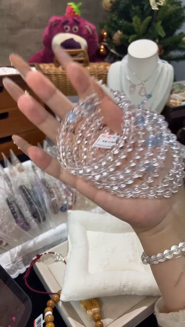 水晶手串未镶嵌孤品捡漏均匀瑕疵介意勿拍