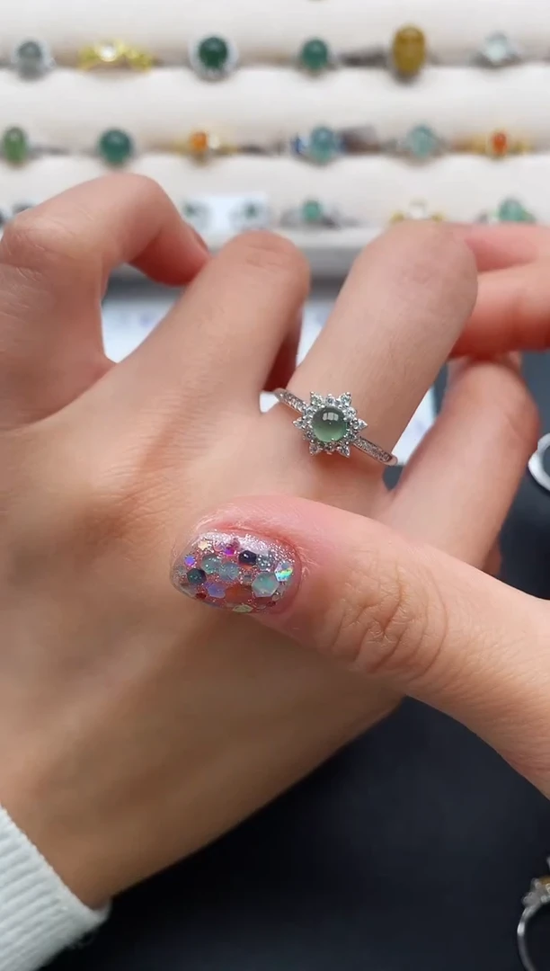 银S925镶嵌戒指翡翠555555555+4