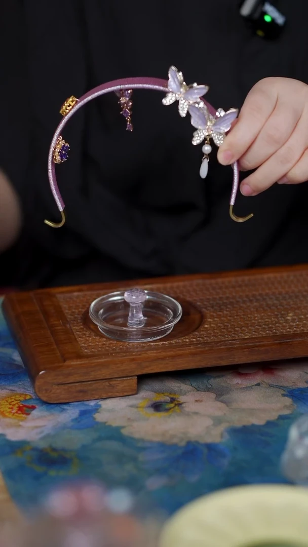 知*手编紫金蝴蝶提梁+粉金盖