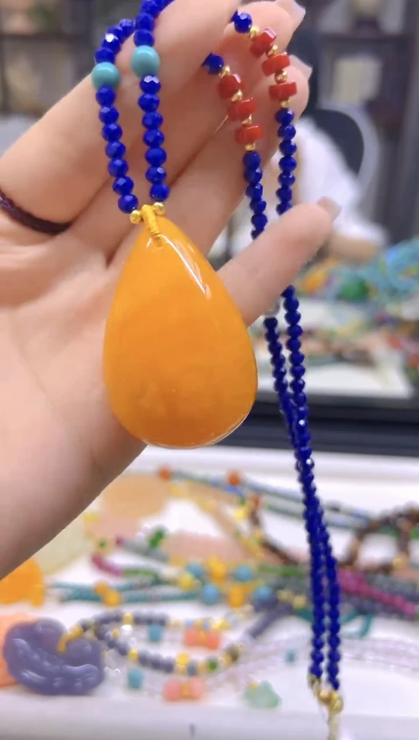 未镶嵌毛衣链蜜蜡DIY款M758