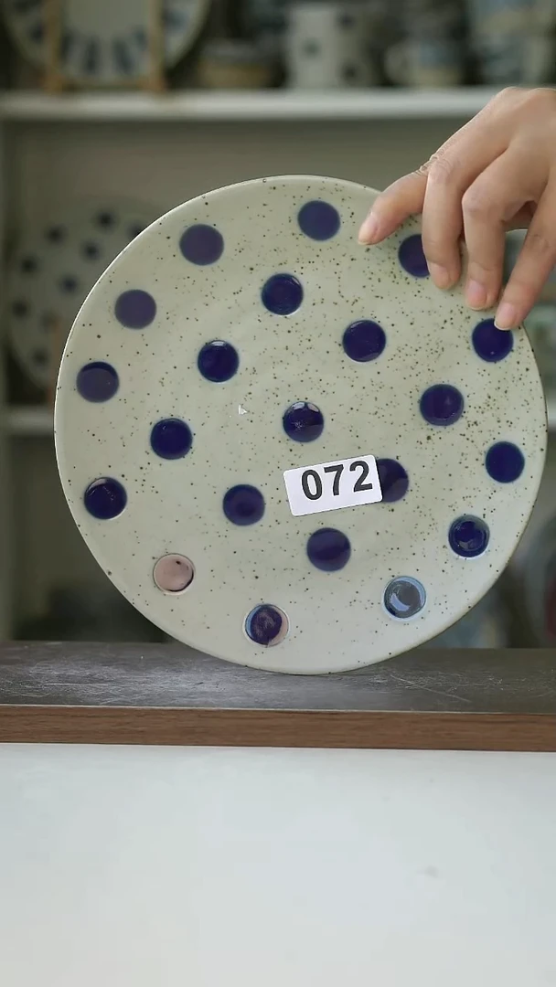 陶072瑕不退换粗陶蓝宝石早餐盘21@7-10@