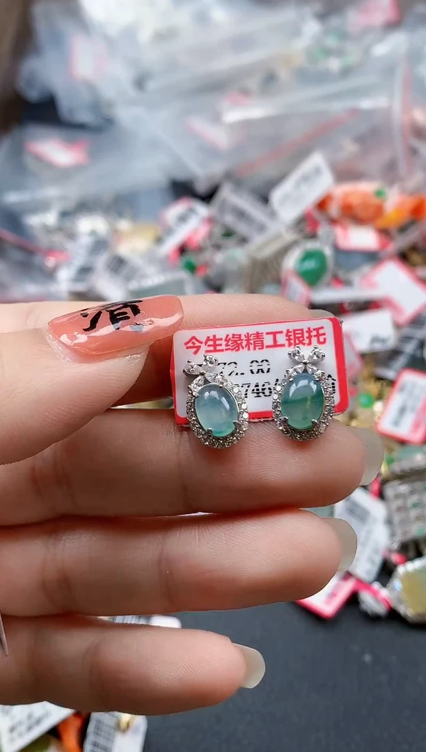 银S925镶嵌戒指翡翠天然A货缅甸翡翠