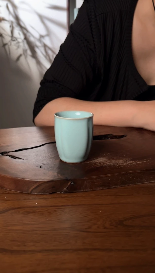杯玉松汝瓷高端天青釉色闻香杯