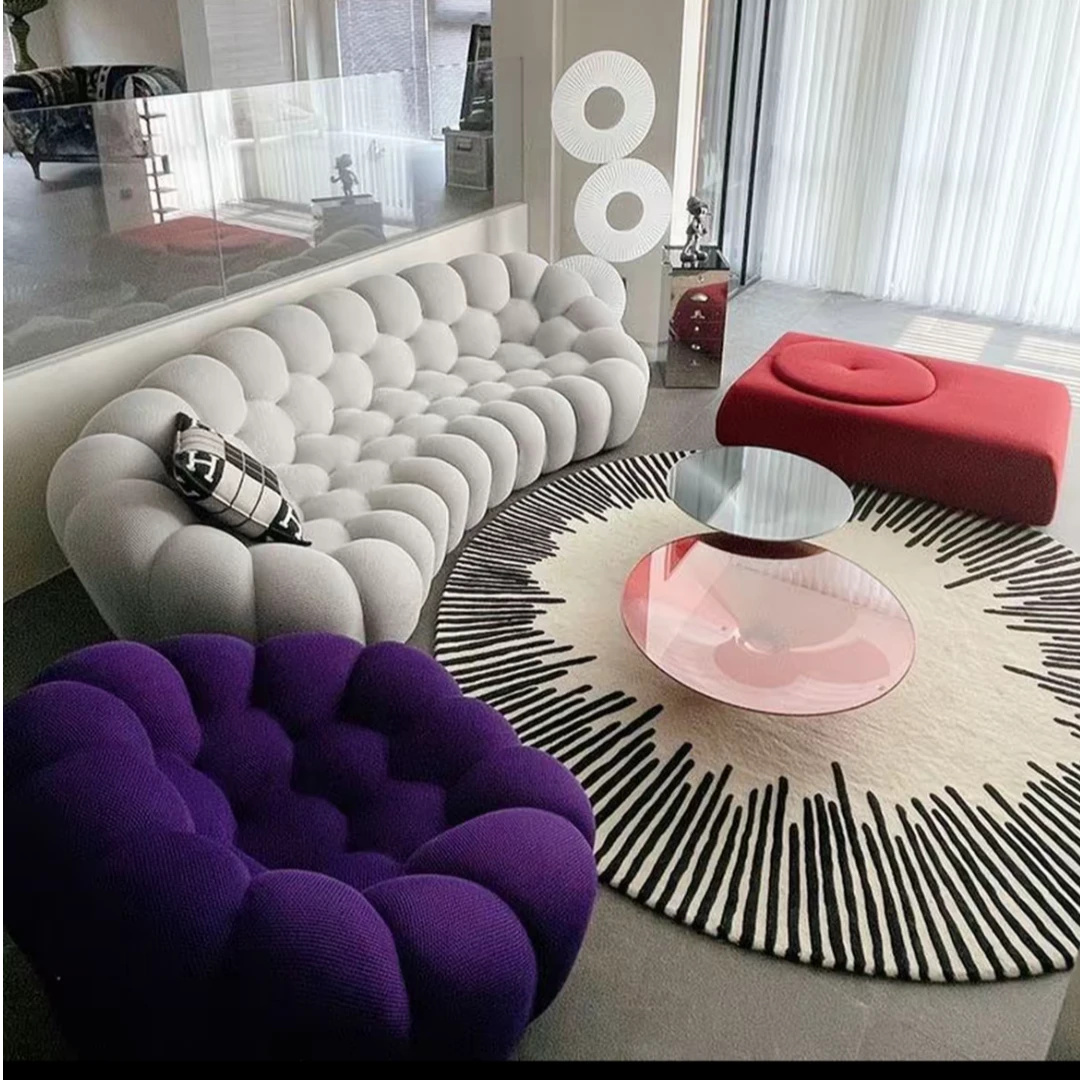 意式罗奇堡泡泡沙发创意轻奢客厅弧形明星同款定型棉足球沙发简约