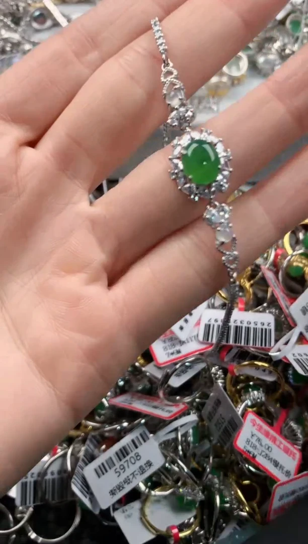 银S925镶嵌戒指翡翠3      8