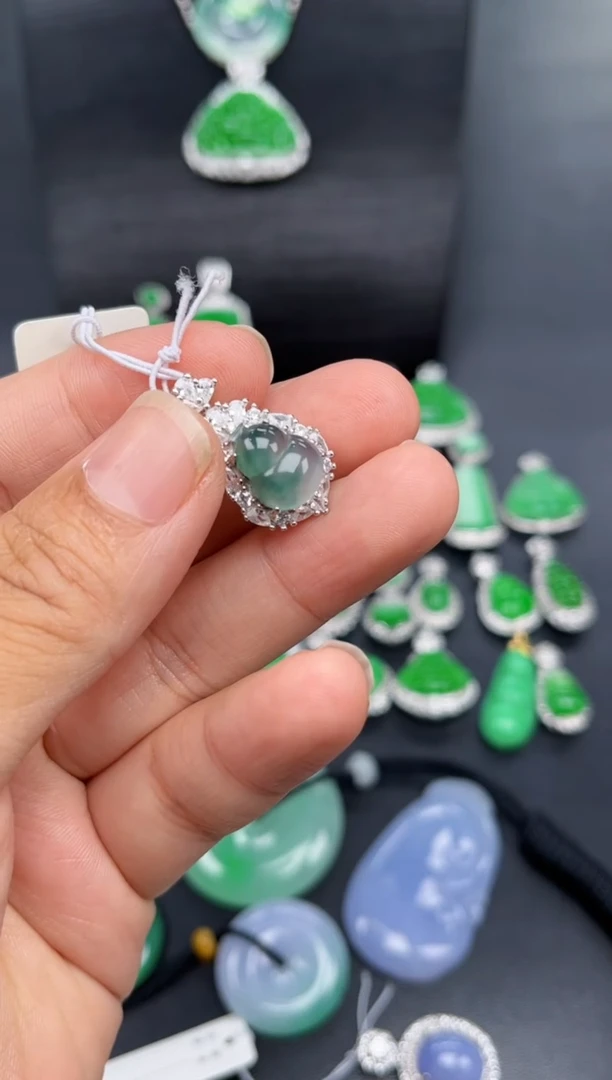 翡翠银S925镶嵌吊坠(不含链)多人