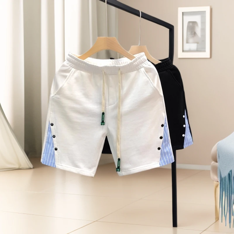 巴康波劳拼接白色短裤男款潮牌运动五分裤男士夏季外穿半截裤子