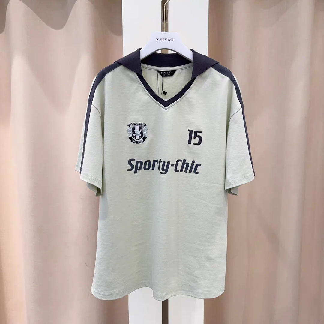 麦寻夏季新款TXSDS05B海泡沫绿色Polo领休闲运动宽松舒适百搭T恤