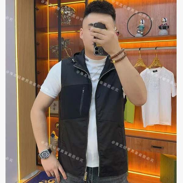 8117 秋冬拉链连帽马甲 马夹男士新款冬季百搭高品质