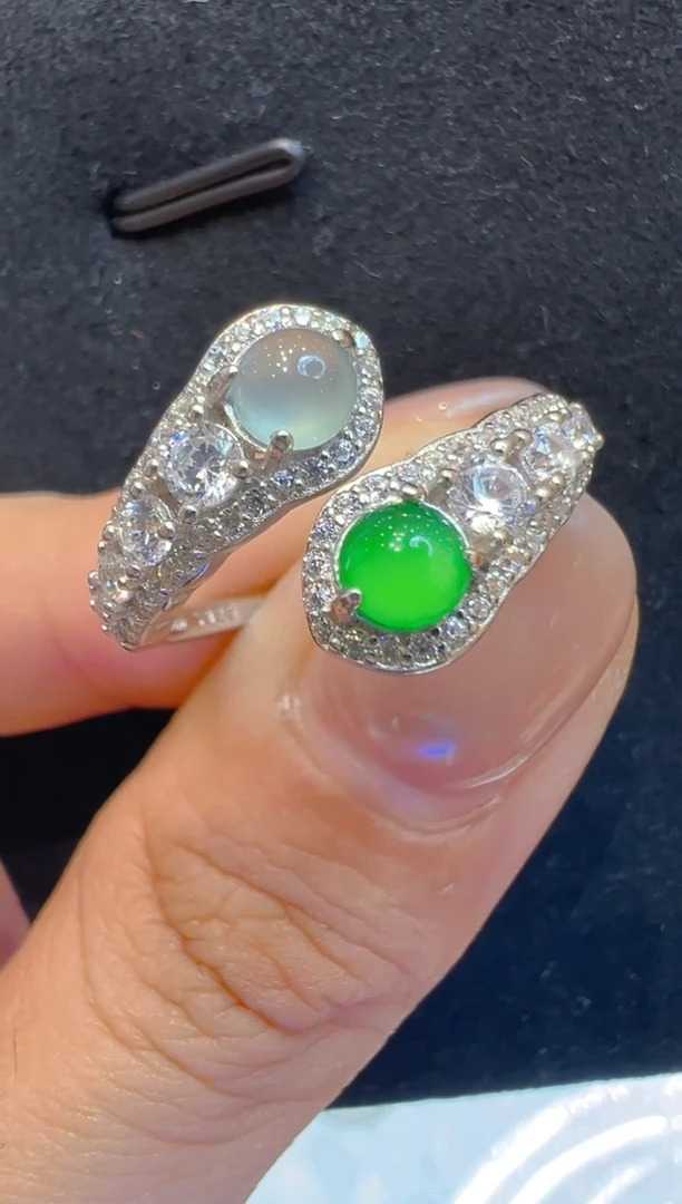 银S925镶嵌戒指翡翠多样性团购发一件