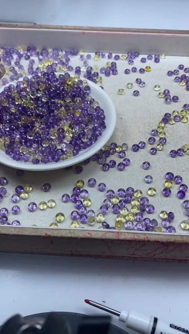 【闪购商品】水晶颈饰未镶嵌w2121紫黄切面算盘6*4mm*10颗