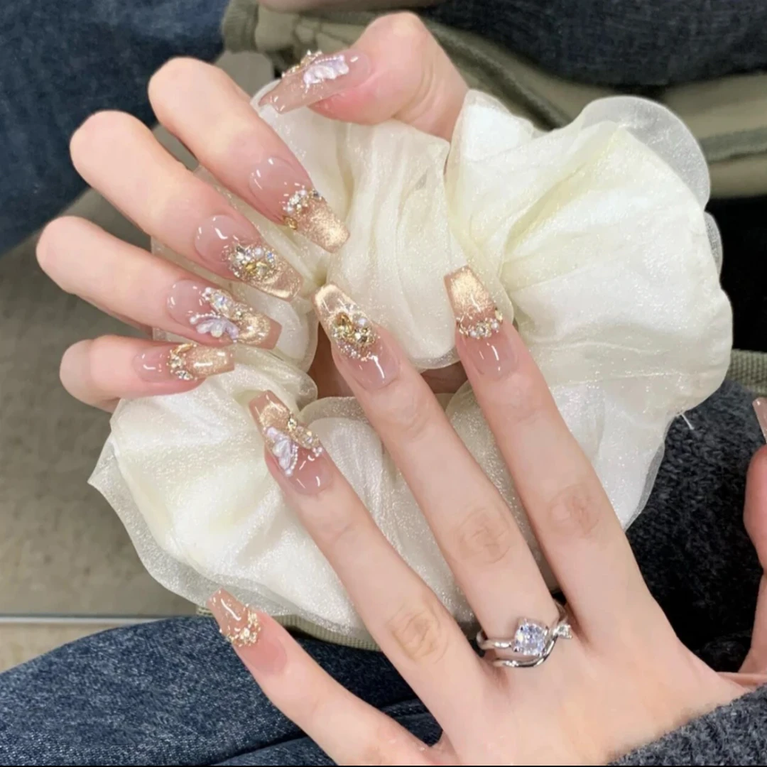 【烫金蝴蝶】时尚清新纯欲高级感成品美甲穿戴式手工穿戴甲