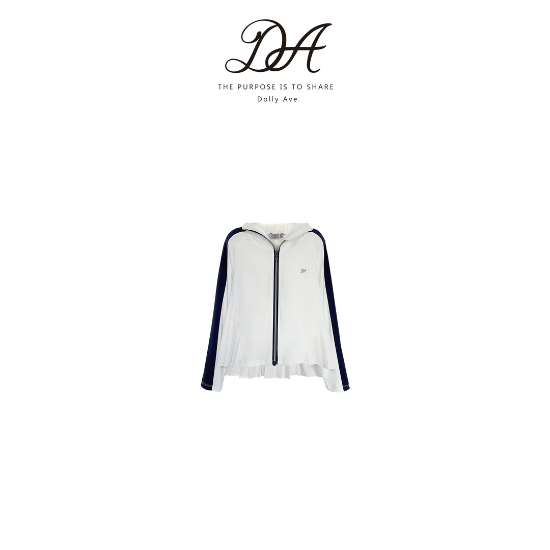 【现货】Dolly Ave「黑标系列」UPF50+原纱防晒撞色百褶女童连帽外套