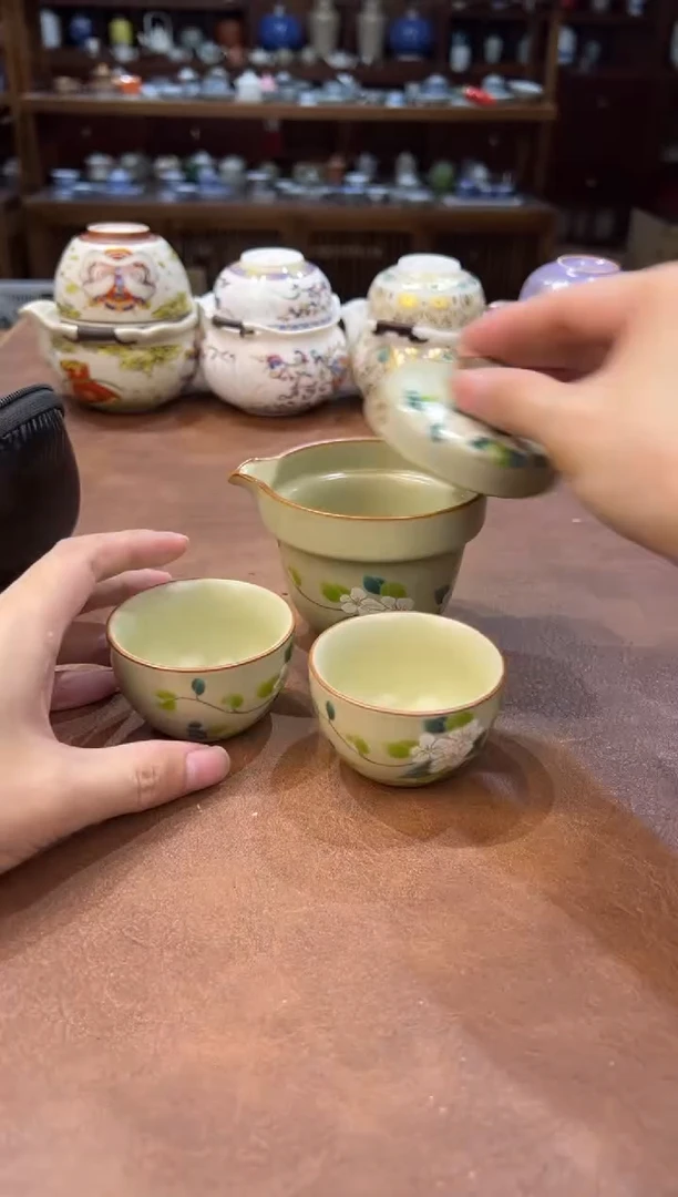 真的很便宜超好看会开片的旅行茶具