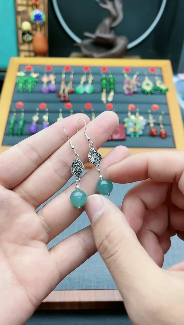 【闪购商品】玛瑙/玉髓耳钉银S925镶嵌721000