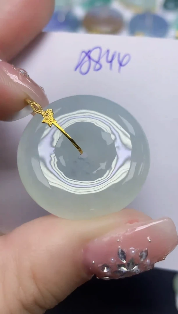 颈饰18K金镶嵌翡翠天然缅甸翡翠A货翡翠百元以上9元证书费自理