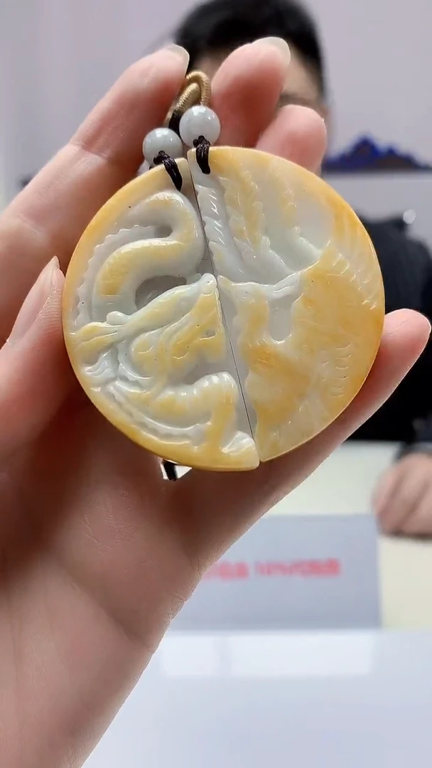 【闪购商品】定制翡翠未镶嵌5153zm-毛货挂件龙凤93