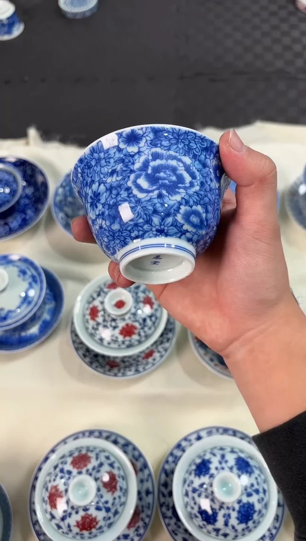 盖碗瓷景德镇陶瓷茶具万花二才盖碗
