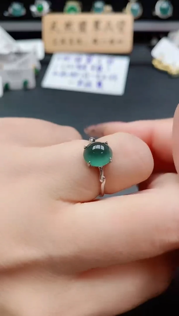 银S925镶嵌戒指翡翠1
