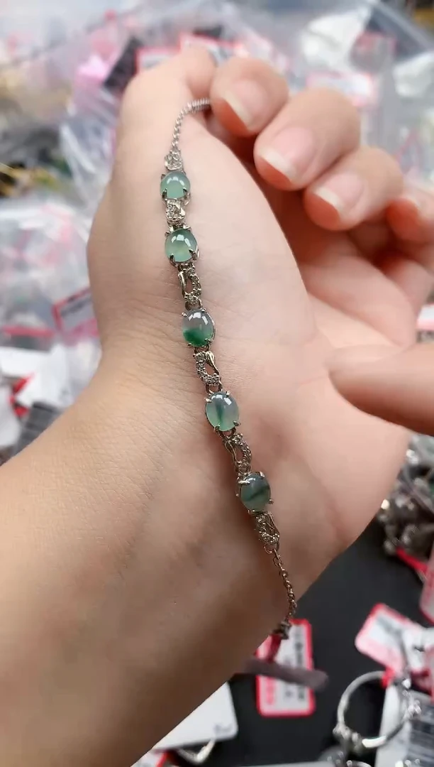 银S925镶嵌戒指翡翠天然A货缅甸翡翠